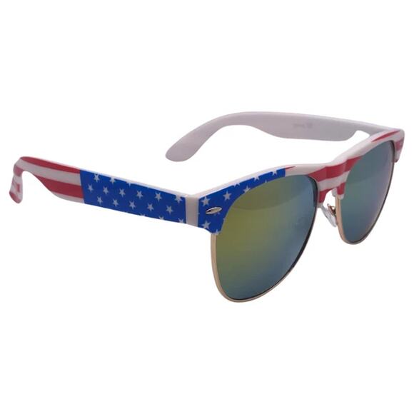 6026-1 | Gold Mirror Lens USA Flag Wayfarer Sunglasses - Picture 2 of 5